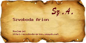 Szvoboda Arion névjegykártya